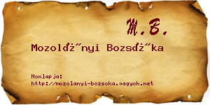 Mozolányi Bozsóka névjegykártya